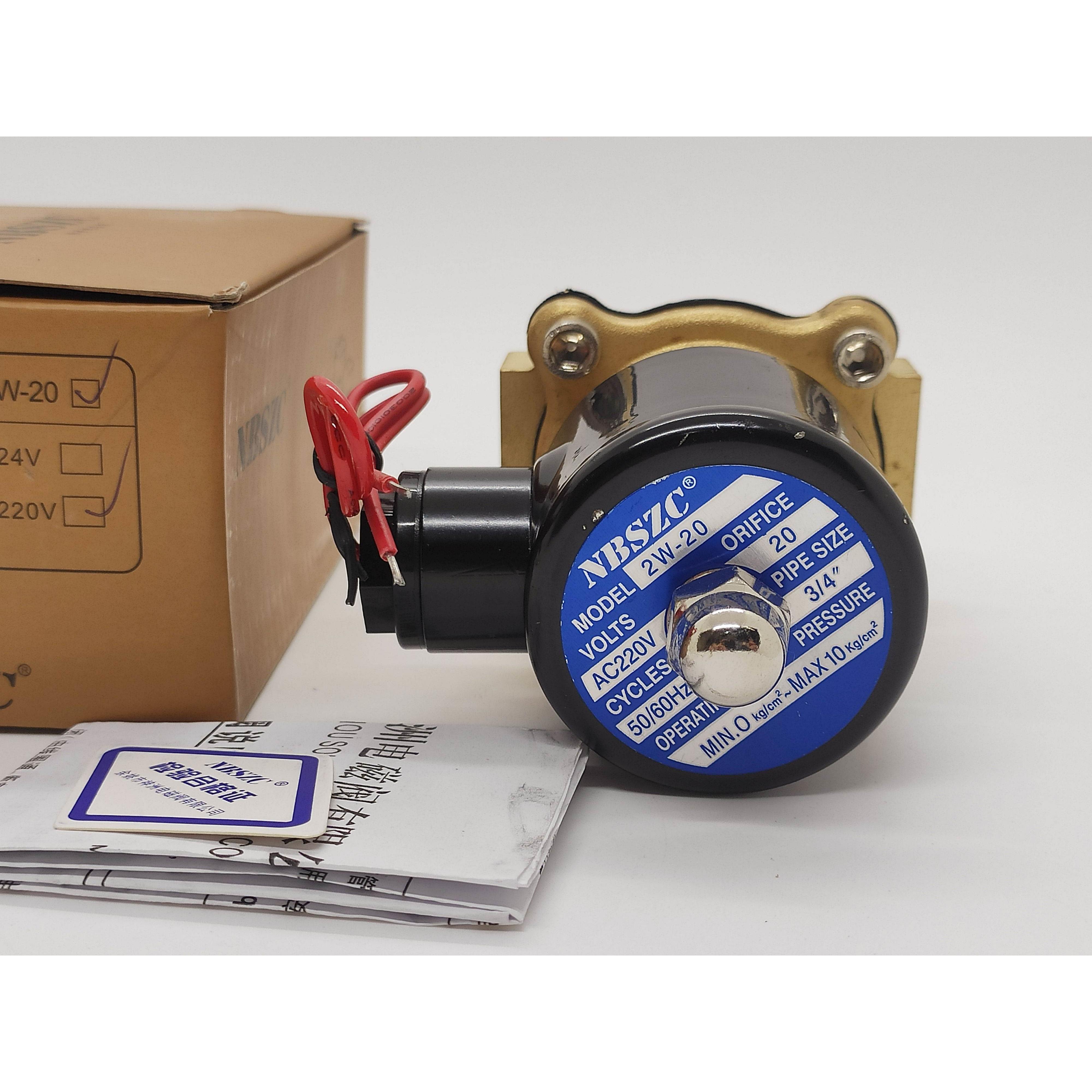 询价正品NBSZC神州电磁阀2W-20常闭6分电磁水阀气阀2W200-20 220V