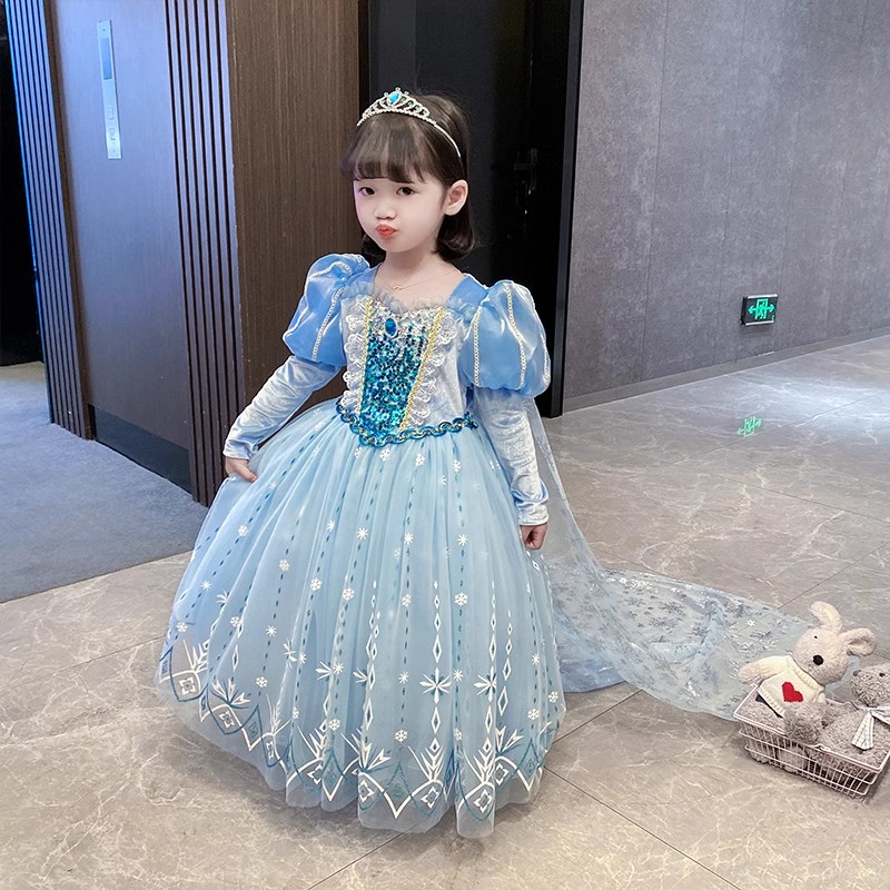 新款冰雪奇缘爱莎加绒公主裙