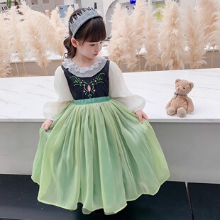 安娜公主裙女冰雪奇缘礼服艾莎爱莎爱沙原版anna艾沙连衣裙春秋款