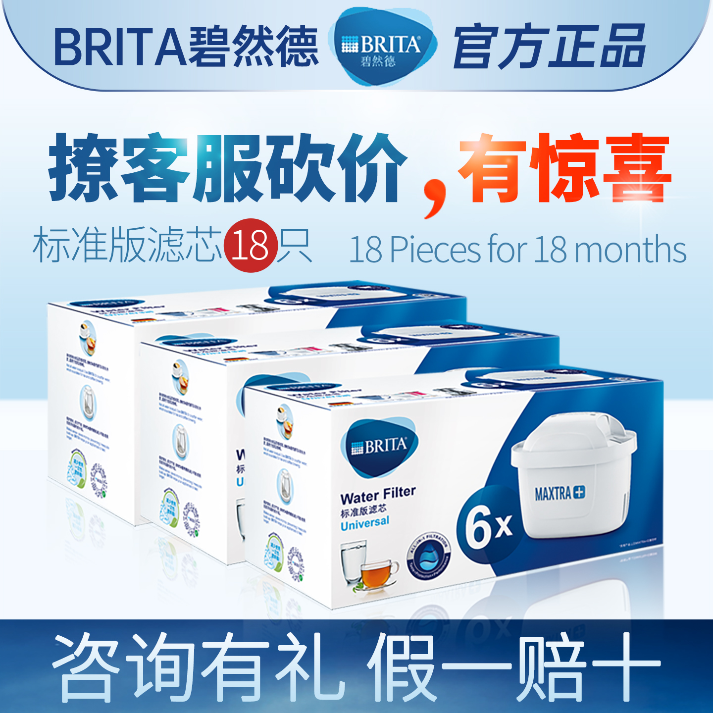 德国碧然德滤芯brita三代过滤水净水壶厨房自来水家用净水器通用