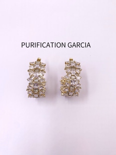 Purification Garcia小众轻奢个性时尚C形镶嵌锆石厚金电镀耳针