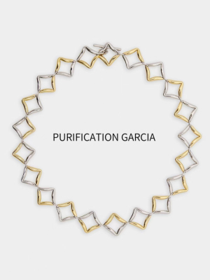 Purification Garcia小众轻奢几何折叠金属双色项链厚电镀