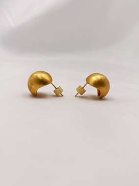 Purification Garcia轻奢个性几何半球掏空复古金做旧耳饰厚电镀