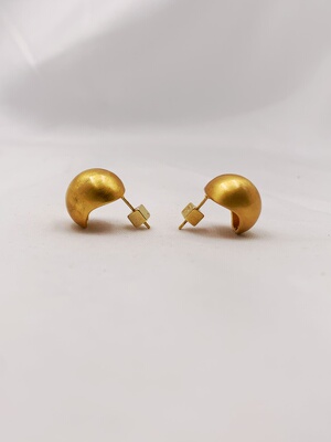 Purification Garcia轻奢个性几何半球掏空复古金做旧耳饰厚电镀