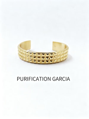 Purification Garcia轻奢个性时尚复古效果金色几何铆钉面手镯