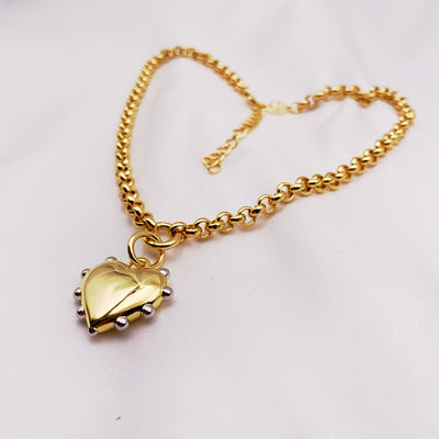 英国Sandralexandra高级感双色桃心坠项链厚18k加保护