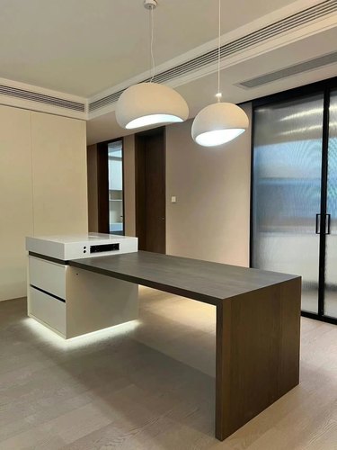 佛山工厂定制岩板中岛台餐桌一体设计现代简约轻奢风奶油风可伸缩