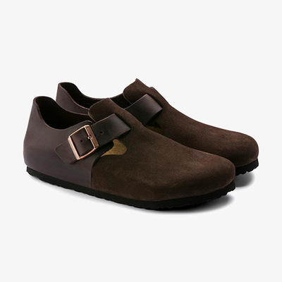 2025春季新款London软木底BK勃肯鞋男女同款真皮绒面拼接博肯