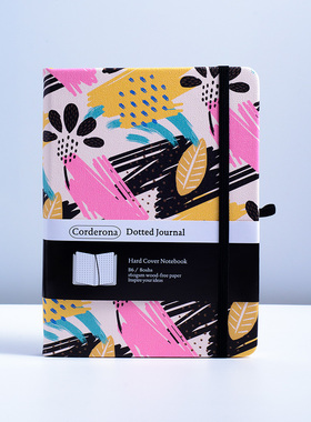 B6孟菲斯绑带点阵笔记本160g超厚计划新款印花小清新硬面手账本