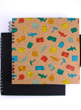 空白旅行剪贴簿180克超厚笔记本线圈画画记事本方形硬面手账本