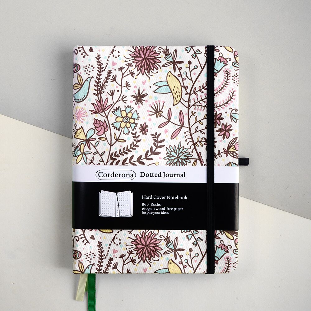 B6绑带花卉点阵笔记本