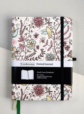 B6花卉点阵子弹笔记本160g皮面超厚绑带印花小清新硬面手账本