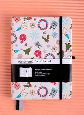 圣诞系列点阵子弹笔记本B6绑带记事本160克厚实内页硬面手帐本