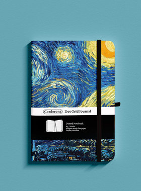 梵高星空子弹笔记本A5硬面绑带bujo记事本收纳袋横线点阵手帐本