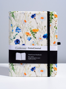 兰花硬面抄点阵本子B6仿皮小清新手账本横线160gsm子弹笔记本