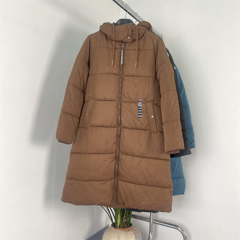时尚长款连帽长款大码棉衣外套