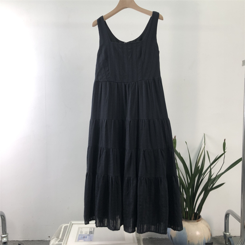 印提绣花纹百搭背心休闲连衣裙