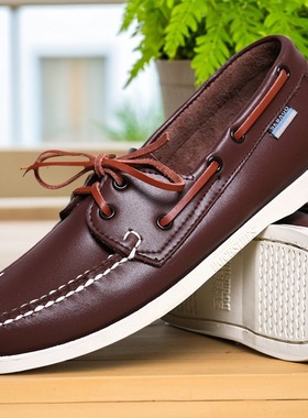 春季男士休闲皮鞋 真皮潮流板鞋运动鞋女 P'SEBAGO帆船鞋系带正品