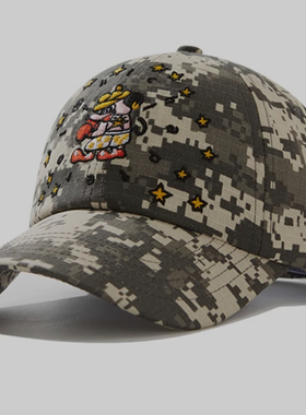 KAGA拼色迷彩做旧出拳时刻拳击鼠刺绣棒球帽