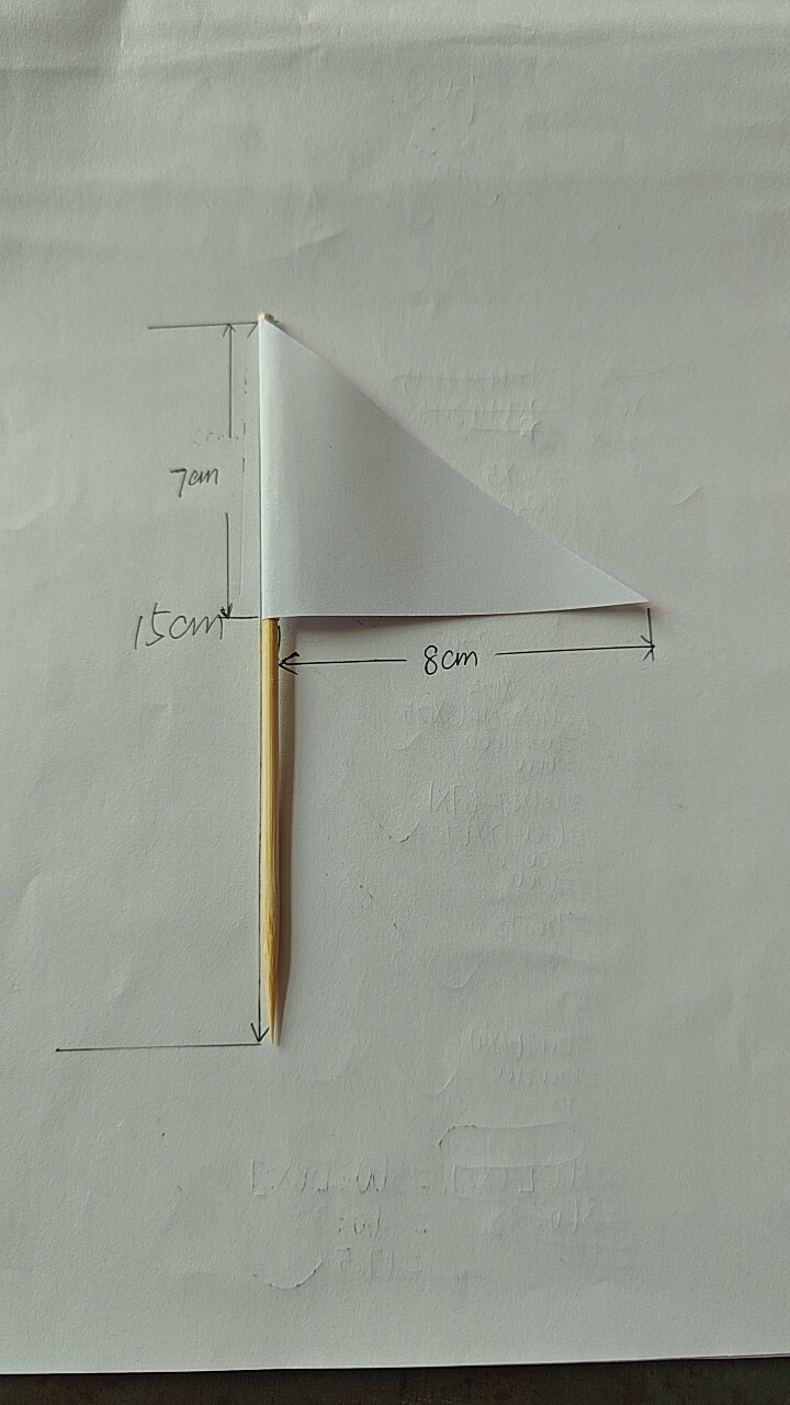 7X8CM纸质小白旗 白色竹签小旗，纸质小红旗