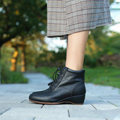 可调节德国KUFENBERG7572 穿上能跑 宽楦软底 里外全皮坡跟短靴