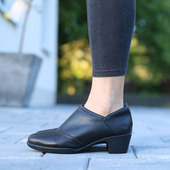 舒适软皮软底 德国KUFENBERG7145宽楦跟底一体弹力真皮中跟鞋