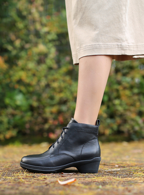 宽胖脚能穿 宽楦软底 侧拉链  德国KUFENBERG 7401跟底一体短靴