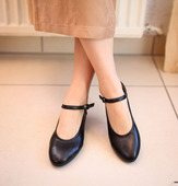 不磨脚 6278里外全皮中跟女鞋 天然软底舒适软皮加宽版 KUFENBERG