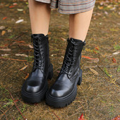 宽楦 如履平地 德国KUFENBERG 增高底 7783里外全皮 拉链机车靴