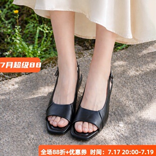 很美很舒适  软皮宽楦 曲线美 奥地利友高HOGL 春夏新款粗跟凉鞋