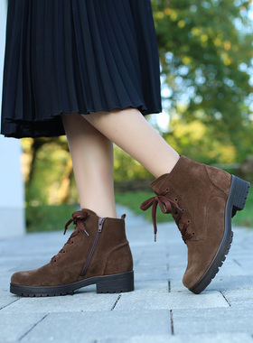 宽楦 静音软底德国嘉宝GABOR 32.095  52.095 防水台女短靴马丁靴