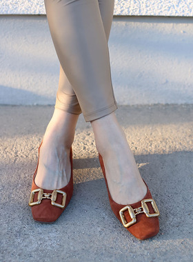 很美 有气质 友高 HOGL 104032 里外全皮中跟2022秋冬新款单鞋