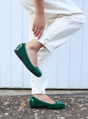 超舒适三层软垫 宽楦软底松紧德国KUFENBERG 5679 全皮芭蕾平底鞋