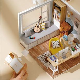 diy小屋 制作礼物 手工创意1 12娃娃屋OB11模型屋书房玩具场景拼装