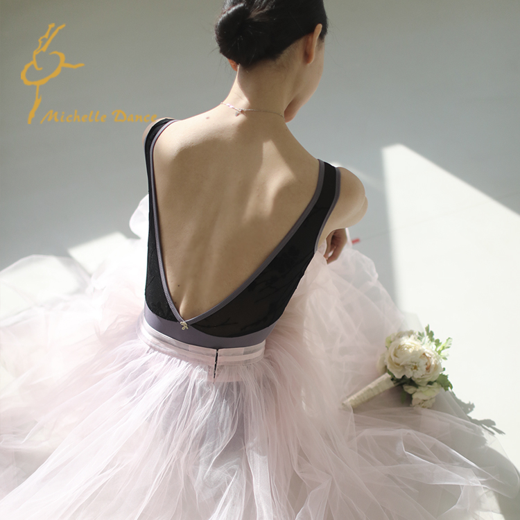 MichelleDance 新款成人芭蕾连体服背心拼接孔雀蓝黑色Raymonda