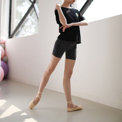 MichelleDance  出口外贸三分紧身芭蕾运动裤打底裤 短裤黑色/灰