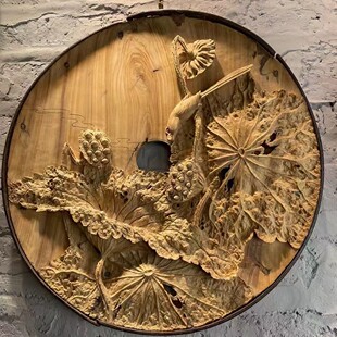 木雕，秋荷，香樟木，挂屏，装饰，剑川木雕，背景墙，礼品