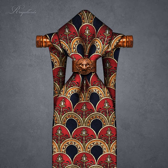 royallords 蓝红巴洛克花纹复古印花真丝正装休闲领带男韩版z933