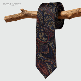 艾萨克 休闲真丝礼盒 暗黑色巴洛可刺绣大花复古领带商务男正装