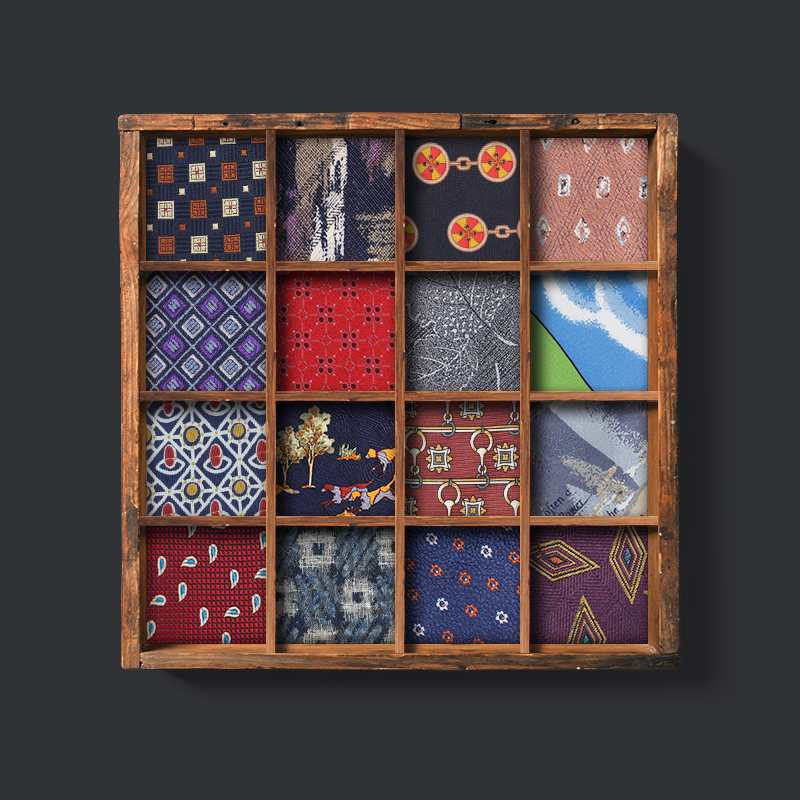 【X2】格子字母复古领带男士正装商务休闲花纹高端中古真蚕丝礼盒