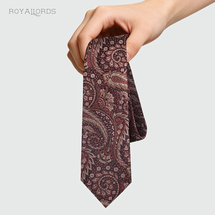 帕维亚 真丝领带男士 商务正装 复古休闲英伦红花纹高级轻奢 手打款