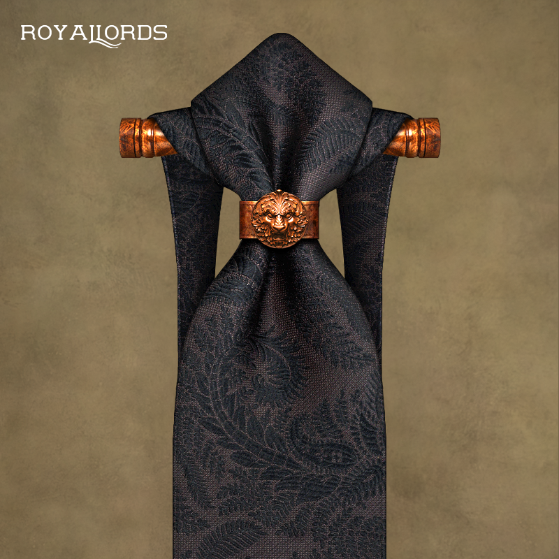 Royallords色织真丝复古花纹领带