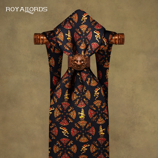 彼拉斯 手打款真丝领带男士商务正装复古休闲英伦黑花纹高级轻奢