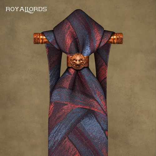 Royallords手打真丝油画暗红领带