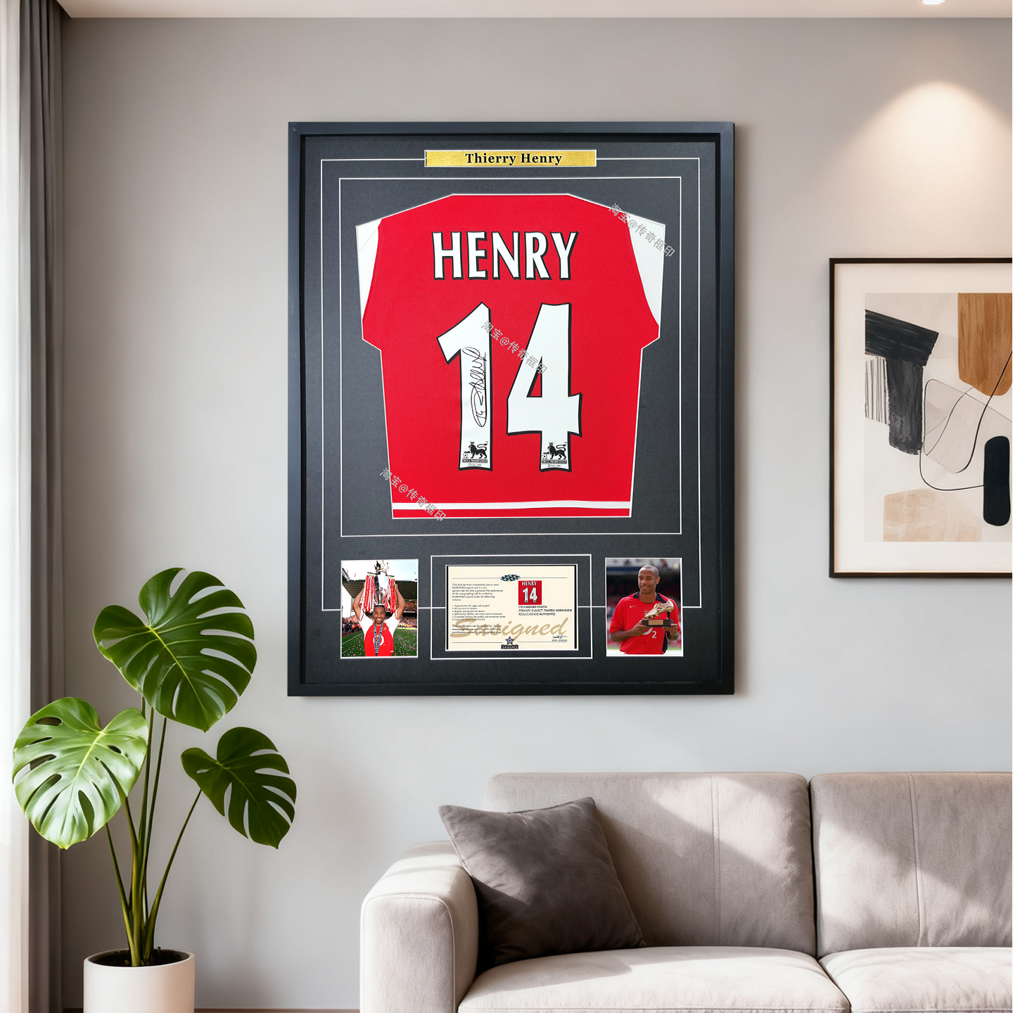 蒂埃里·亨利阿森纳签名印签球衣装裱相框装饰收藏送球迷男友礼物