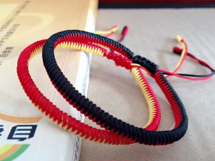 原创本命年复古手绳金刚结红绳可调节时尚手链绿黑色情侣男女手环