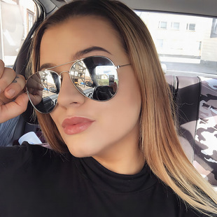 青苹末飞行员高清太阳镜男女款反光蛤蟆镜偏光防紫外线开车墨镜潮