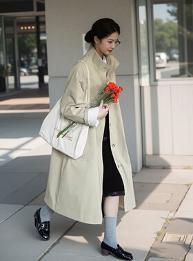 HeyAria 2024秋冬新款长款利落廓形宽松风衣外套中长款气质大衣女