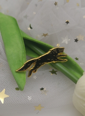 动物徽章孤狼黑色潮酷个性送礼金属徽章