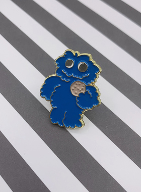 个性徽章可爱蓝色大眼睛毛球人INS风金属小别针饰品书包小胸章
